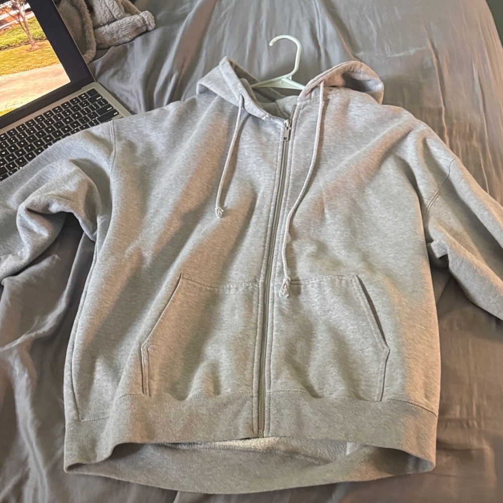 Brandy Melville Gray Zip-Up Hoodie
